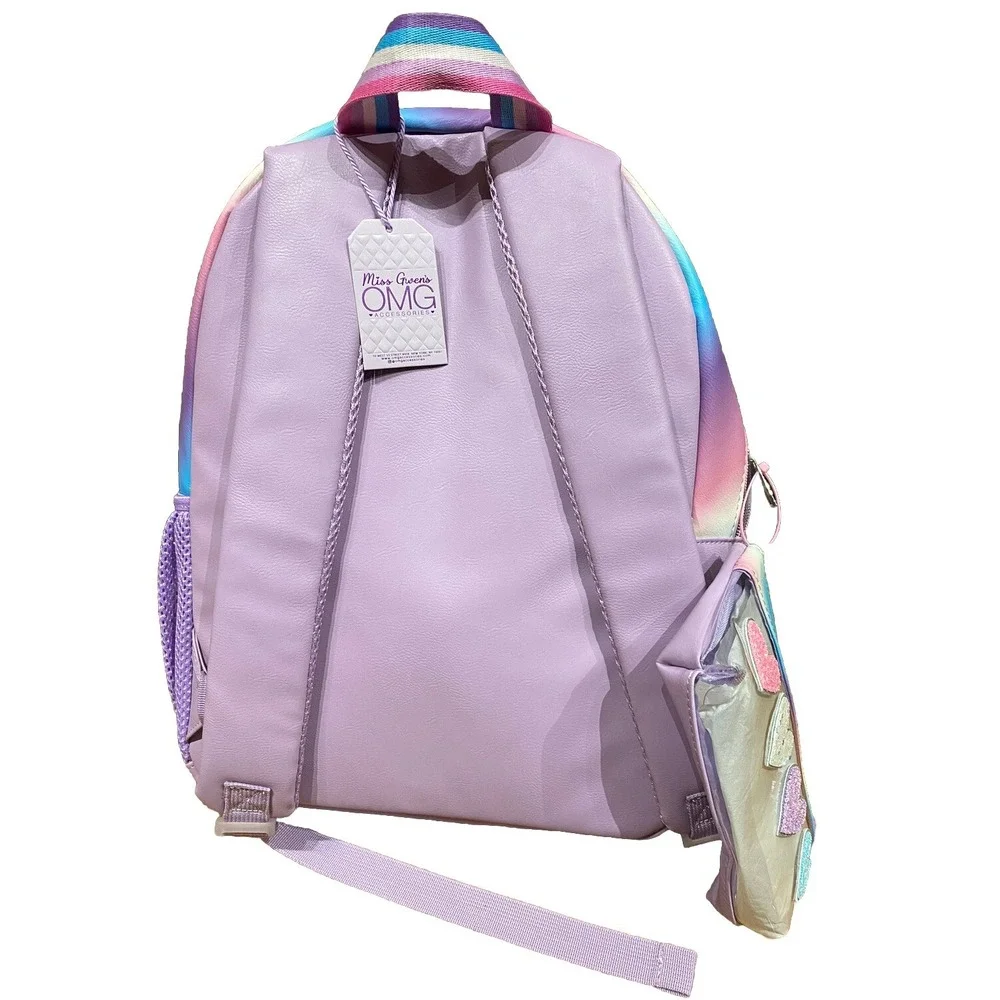 Miss Gwen's OMG pink/purple Checkboard backpack with Heart pencil pouch